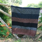 Tibetaanse omslagdoek / sjaal, zwart/bruin gestreept